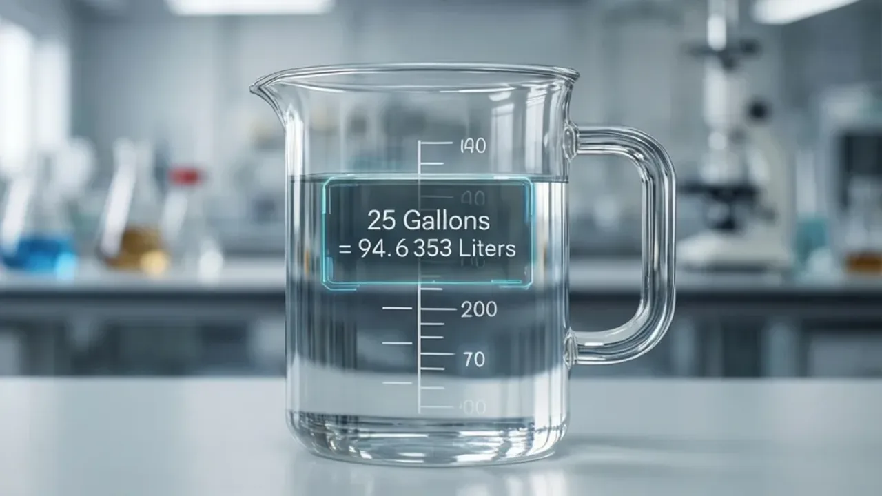 25 Gallons to Liters: Conversion Result is 94.6353 Liters